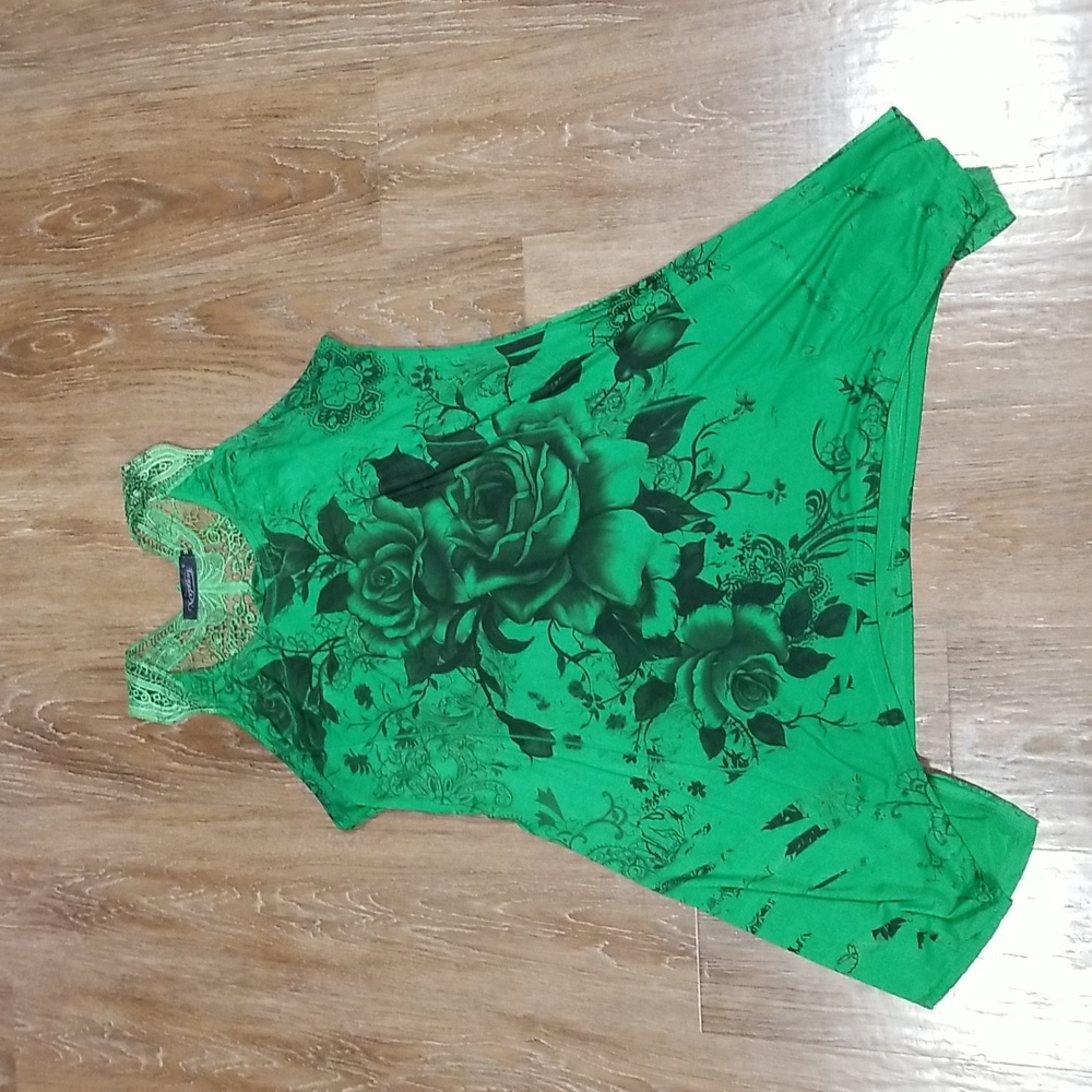 (M) Xception Rose Print Lace Vacation Evening Beach Cool Casual Assymetrical